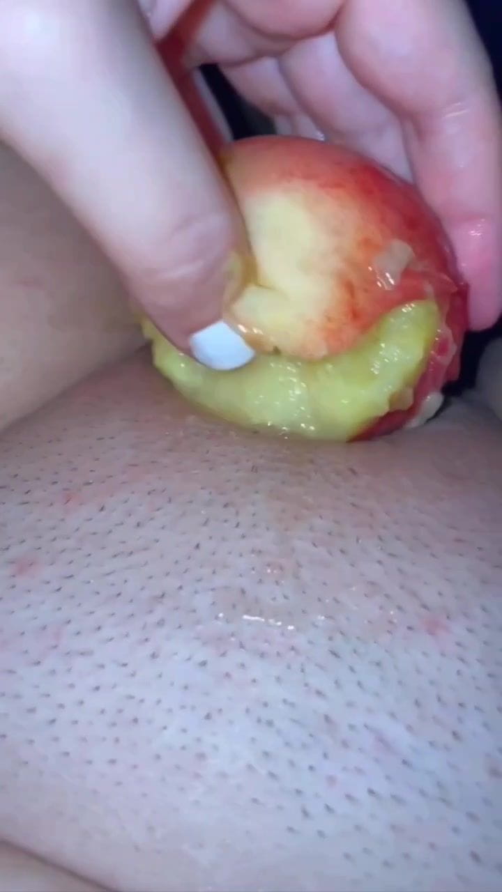 Indian Babe Pressing Boobs and Inserting Apple Masturbating Pussy with Brush - Additional Image